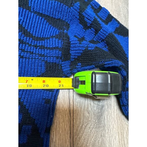 Vintage Domani Blue & Black Abstract Pattern Sweater Grandpa Academia Made In US - Picture 4 of 7